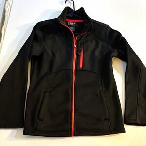 CB Men’s Full Zip Mock Neck Jacket Black/Red Pockets Athletic Fit M EUC